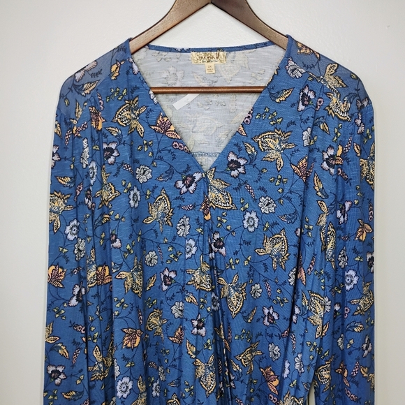 One World Long Sleeve Vneck Surplice Front Knit Top Indigo Olga Plus Size 2X - Picture 4 of 13